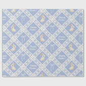 Blue Coquette Bunny Lace Pattern Wrapping Paper Geschenkpapier (Flach)