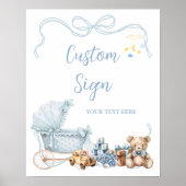 Blue Coquette Carriage Baby Shower Custom Sign Poster (Vorne)