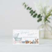 Blue Coquette Carriage Baby Shower Diaper Raffle Begleitkarte (Stehend Vorderseite)