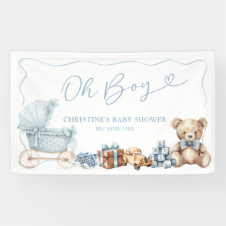 Blue Coquette Carriage Baby Shower Large Banner
