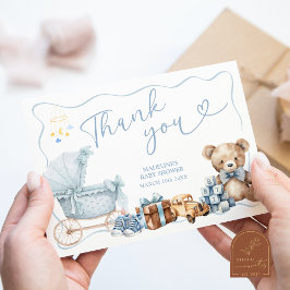 Blue Coquette Carriage Baby Shower Thank You Card Begleitkarte