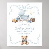 Blue Coquette Carriage Baby Shower Welcome Sign Poster (Vorne)
