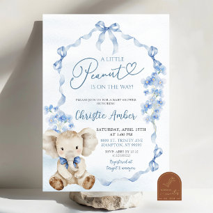 Blue Coquette Elephant Little Peanut Baby Dusche Einladung