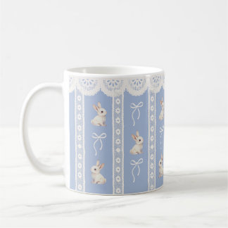 Blue Coquette Lace Watercolor Bunny Easter Mug Kaffeetasse