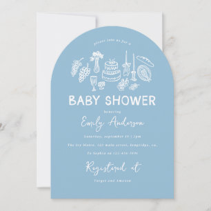 Blue Coquette Moderne Babydusche Einladung