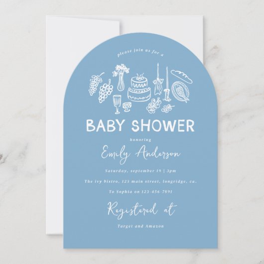 Blue Coquette Moderne Babydusche Einladung (Vorderseite)