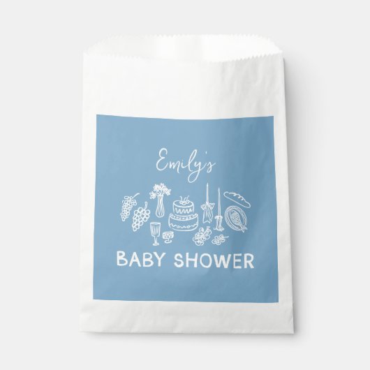Blue Coquette Moderne Babydusche Geschenktütchen (Vorderseite)