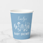 Blue Coquette Moderne Babydusche Pappbecher (Rückseite)