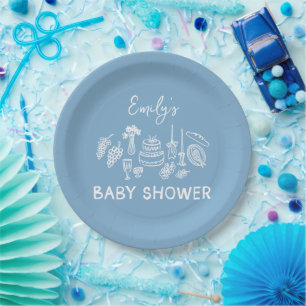 Blue Coquette Moderne Babydusche Pappteller