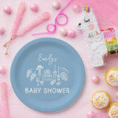 Blue Coquette Moderne Babydusche Pappteller (Party)