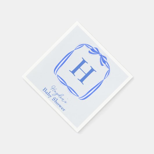 Blue Coquette Monogram Personalisiert Napkin Serviette (Ecke)