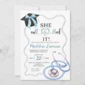 Blue Coquette Nurse Abschluss Einladung (Vorderseite)