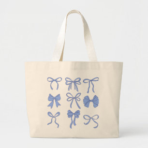 Blue Coquette Ribbons Tote Bag Jumbo Stoffbeutel