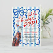 Blue Coquette She is Ready to POP Invitation Einladung (Stehend Vorderseite)