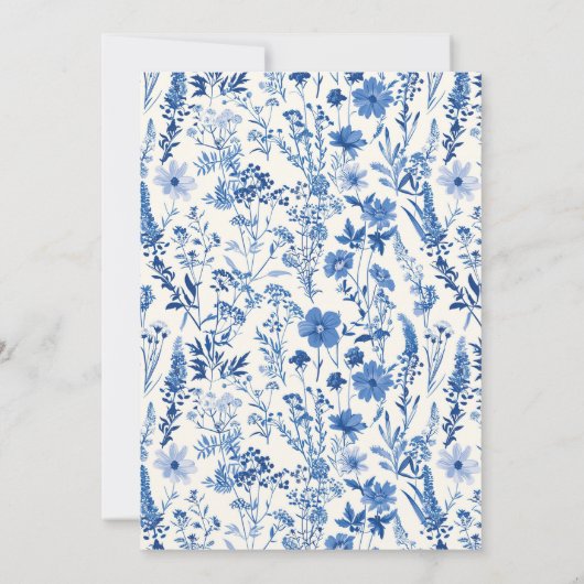 Blue Coquette Toile Bow Abschluss Einladung (Rückseite)