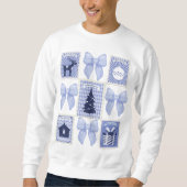 Blue Coquette Weihnachten Postal Briefmarke Sweatshirt (Vorderseite)