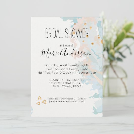 Blue Coral Abstrakt Einladung (Stehend Vorderseite)