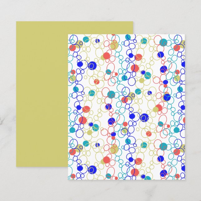 Blue Coral Aqua Circles Ovals Scrapbook Paper (Vorne/Hinten)