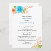 Blue Coral Baby Shower lädt neutrales Geschlecht e Einladung (Vorne/Hinten)