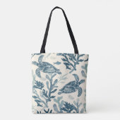 Blue Coral Blätter Art Print Tasche (Rückseite)