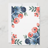 Blue & Coral Bouquet Wedding Couples Dusche Einladung (Rückseite)