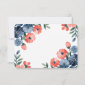 Blue & Coral Bouquet Wedding RSVP Cards Karte (Rückseite)