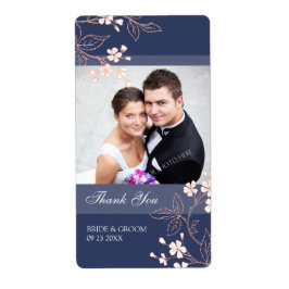 Blue Coral Floral Foto Wedding Labels