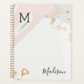 Blue Coral Marble Trendy Monogram Planer (Vorderseite)
