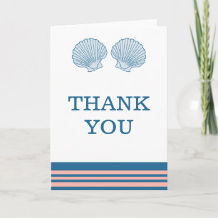 Blue Coral Nautical Seashells Danke Karte