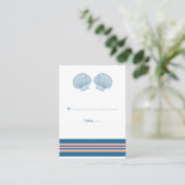 Blue Coral Nautical Seashells Hochzeiten Platzkart Platzkarte (Stehend Vorderseite)