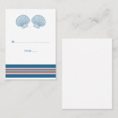 Blue Coral Nautical Seashells Hochzeiten Platzkart Platzkarte (Vorne/Hinten)