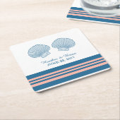 Blue Coral Nautical Seashells Paper Untersetzer (angewinkelt)