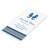 Blue Coral Nautical Seepferd Save the Date Magnet (Linke Seite)