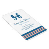 Blue Coral Nautical Seepferd Save the Date Magnet (Rechte Seite)