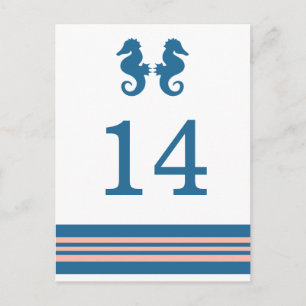 Blue Coral Nautical Seepferd Table Postcard Postkarte