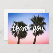 Blue Coral Ombre Sunset Palm Trees Vielen Dank Postkarte (Vorne/Hinten)