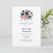 Blue & Coral Paint Bouquet Bridesmaids Luncheon Einladung (Stehend Vorderseite)