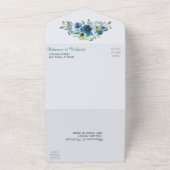 Blue Coral Peach Floral Bouquet Wedding All In One Einladung (Außenbereich)