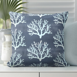 Blue Coral Pillow | Kissen mit Kastenwirbel