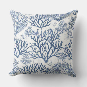 Blue Coral Pillow   Korallendekorative Kissen