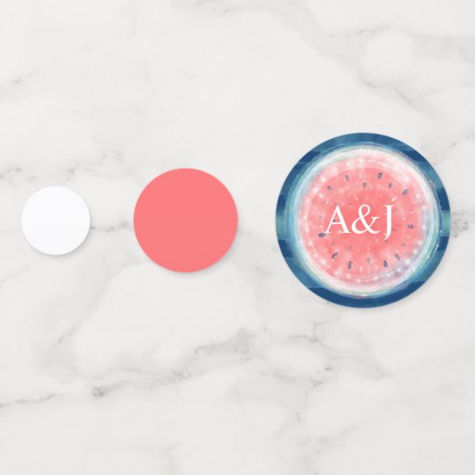 Blue Coral Pink Rustic Wedding Watermelon Konfetti (Vorderseiten)