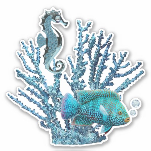 Blue Coral Reef Sticker (Vorderseite)