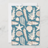 Blue Coral Sea Muschel Ocean Beach Hochzeit Einladung (Rückseite)