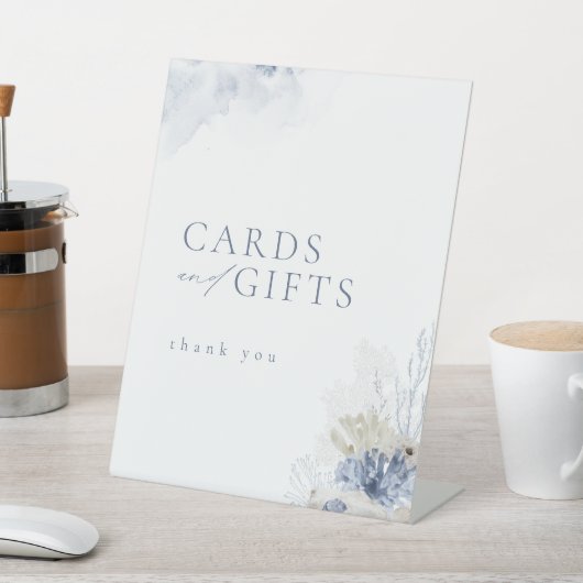 Blue Coral Seashells Beach Wedding Cards & Gifts Sockelschild (In SItu)