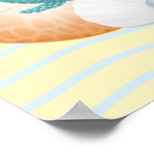 Blue Coral, Seashells & Blue Pearl Poster (Ecke)