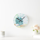 Blue Coral, Seashells & Blue Pearl Runde Wanduhr (Zuhause)
