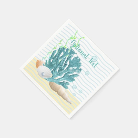 Blue Coral, Seashells & Blue Pearl Serviette (Ecke)