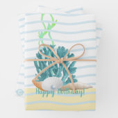 Blue Coral, Seashells & Blue Pearl Throw Kissen Geschenkpapier Set (Beispiel)