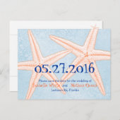 Blue Coral Starfish Save the Date Postkarten (Vorne/Hinten)