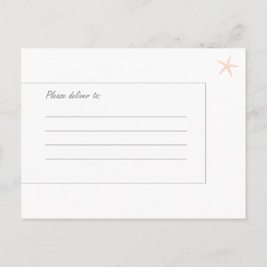 Blue Coral Starfish Save the Date Postkarten (Rückseite)